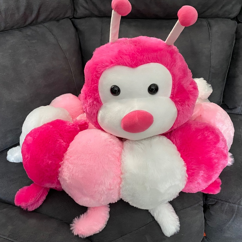 Brite Time Toys Soft Cuddly Pink Plush 6’ Large Caterpillar Pillow NWOT